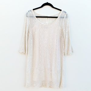 Lucky Brand Embroidered Boho Dress Lace